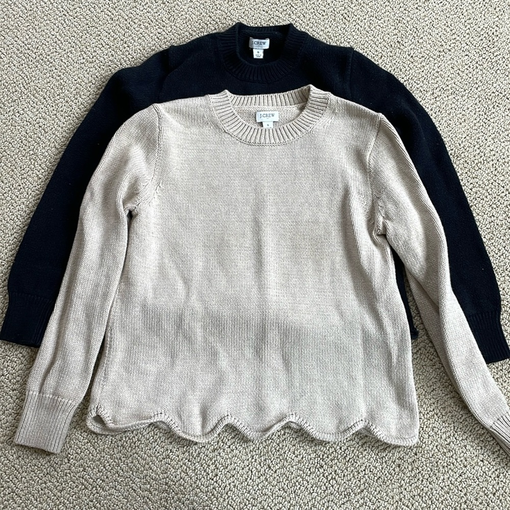 Bundle of JCrew scalloped hem cotton sweaters
